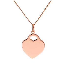 Roségoldplattierte Sterlingsilberkette mit gravierbarem Herz 35-81 cm