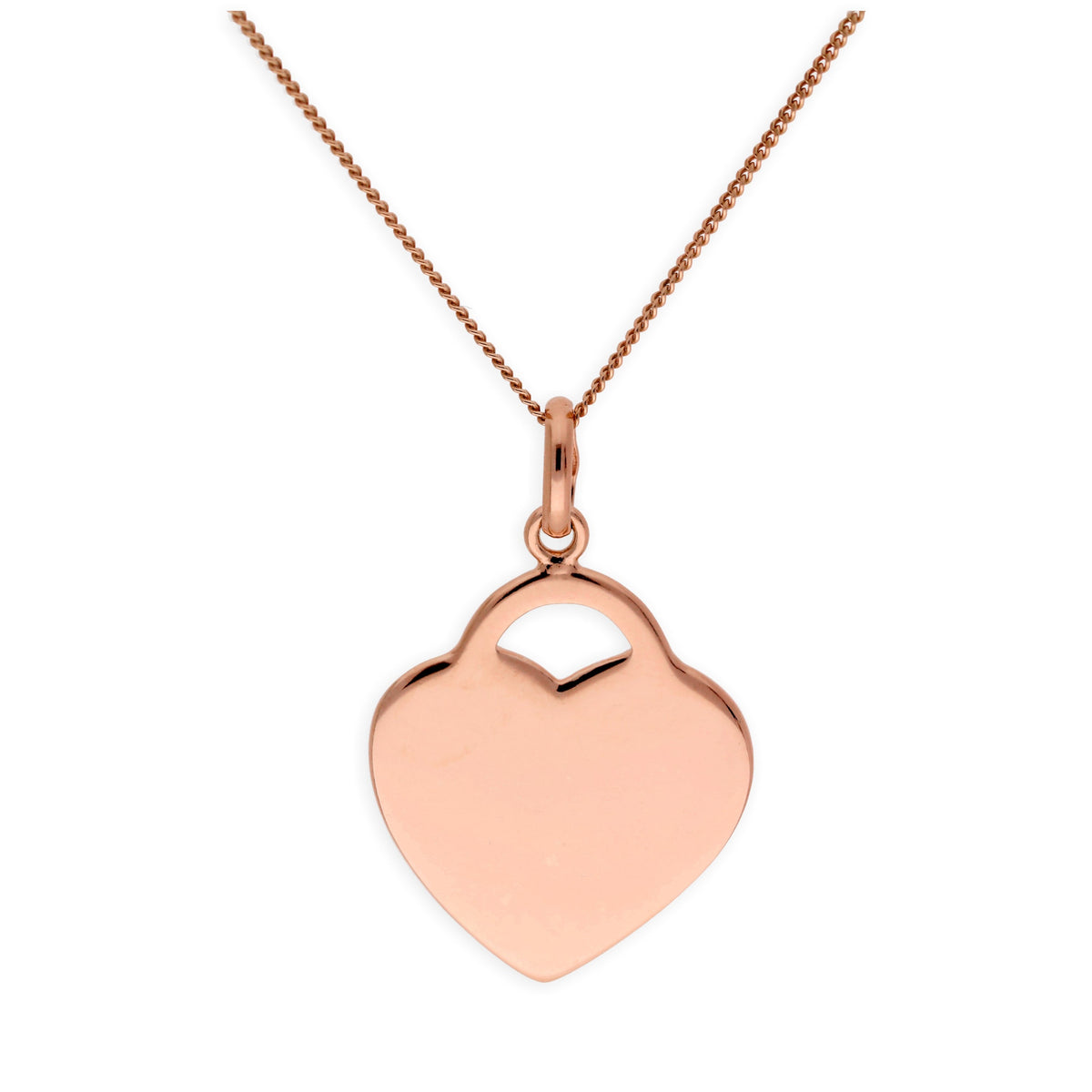 Roségoldplattierte Sterlingsilberkette mit gravierbarem Herz 35-81 cm