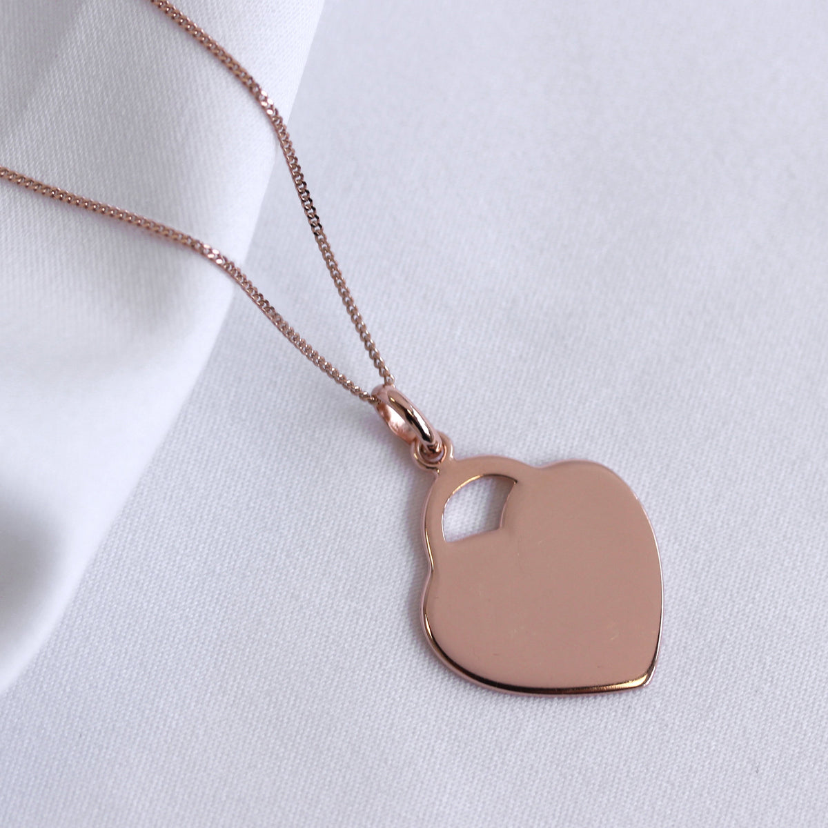 Roségoldplattierte Sterlingsilberkette mit gravierbarem Herz 35-81 cm