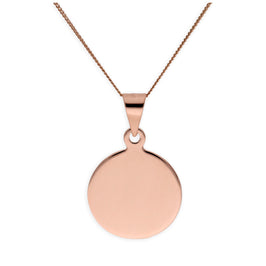 Roségoldplattierte Sterlingsilberkette mit rundem Anhänger, gravierbar 35-81 cm