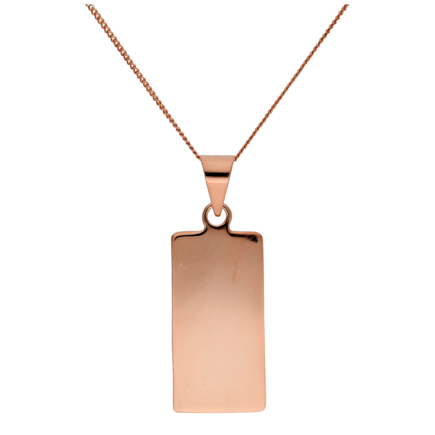 Roségold-beschichtete Sterling Silber rechteckige Halskette mit Gravur 14-32 Zoll
