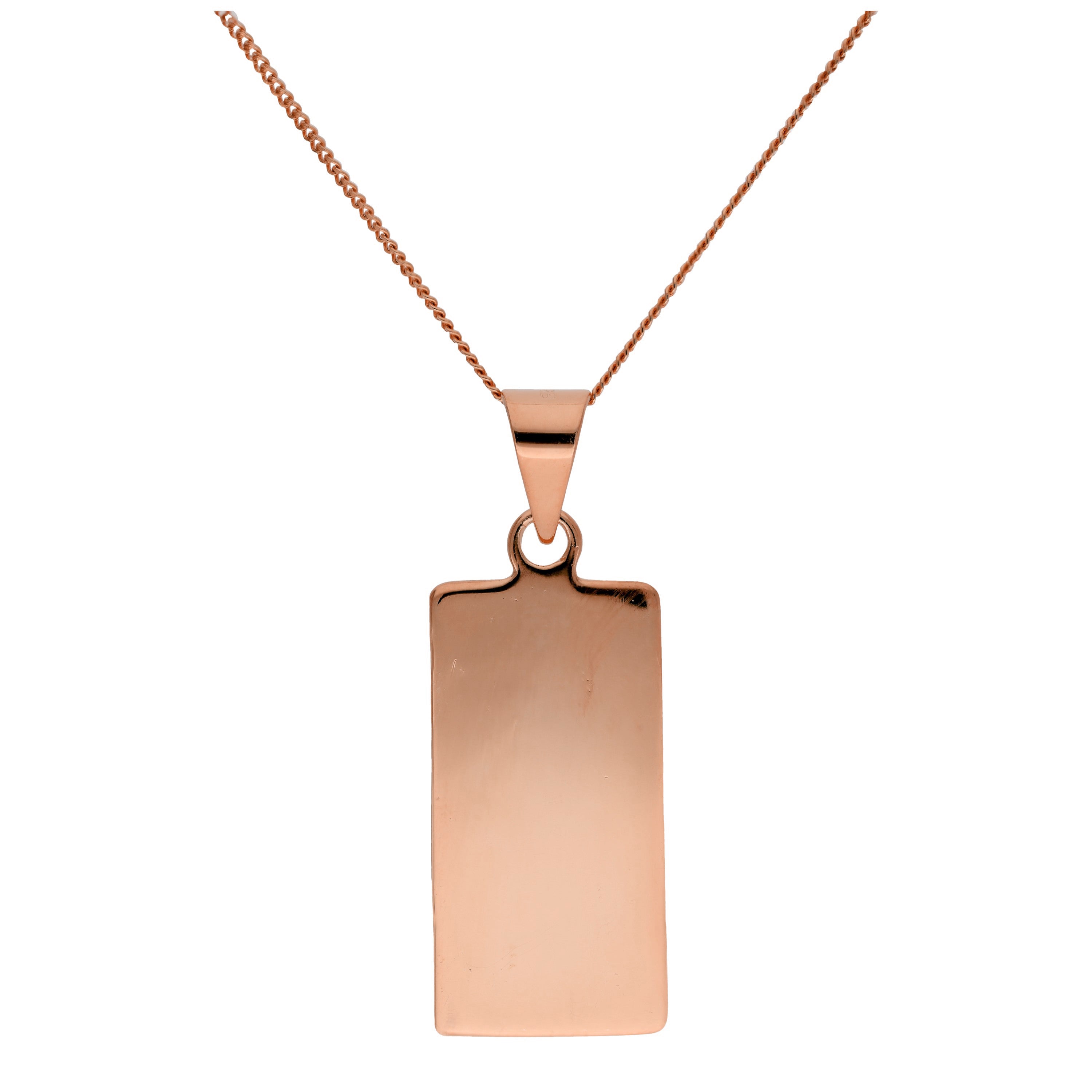 Roségold-beschichtete Sterlingsilber rechteckige Halskette mit Gravur 14-32 Zoll