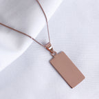 Roségold-beschichtete Sterlingsilber rechteckige Halskette mit Gravur 14-32 Zoll