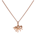 Kleine Roségold-beschichtete Sterlingsilber Einhorn Halskette 14-32 Zoll
