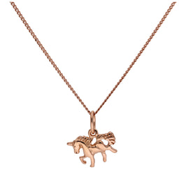 Kleine Roségold-beschichtete Sterlingsilber Einhorn Halskette 14-32 Zoll