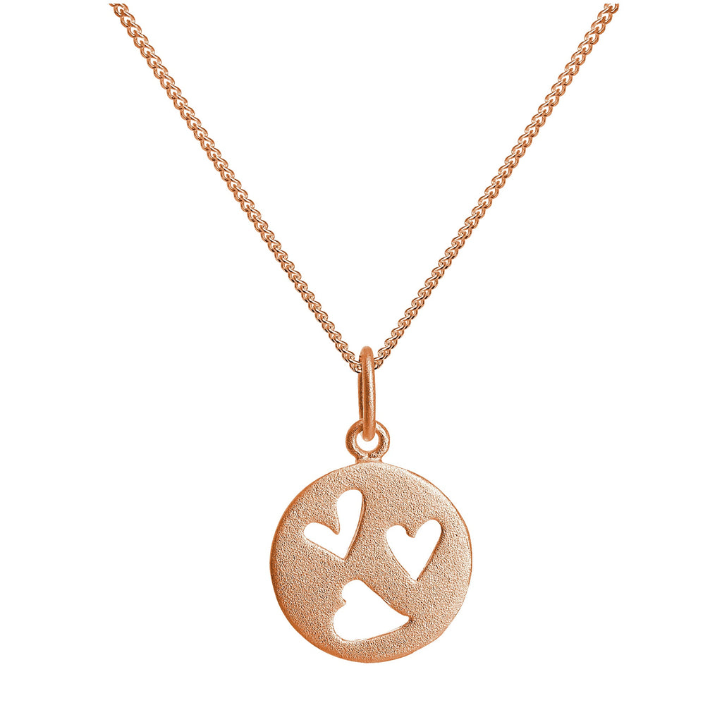 Roségold-beschichtete Sterlingsilber-Halskette mit drei offenen Herzen 14–32 Zoll