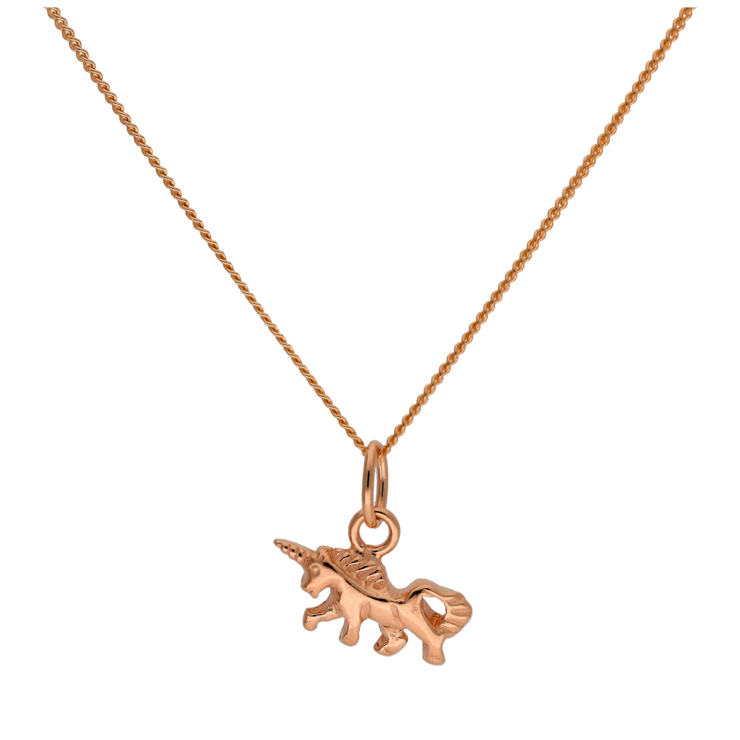 Tiny Rose Gold Plated Sterling Silver Unicorn Necklace 14-32 Inches