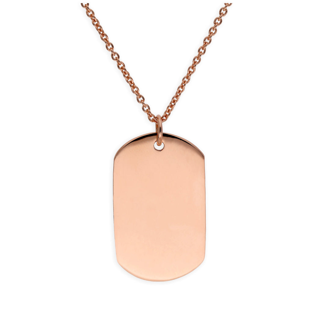 Große roségoldplattierte Sterlingsilber Dog Tag Halskette 40 - 60 cm