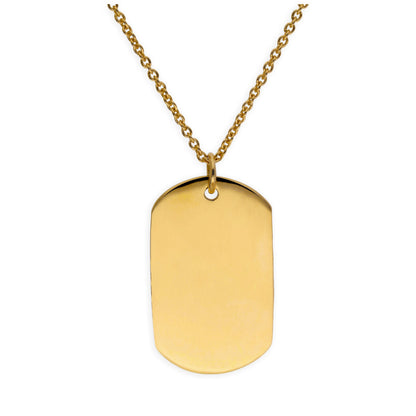 Große vergoldete Halskette aus Sterlingsilber mit Dog Tag, 16–24 Zoll