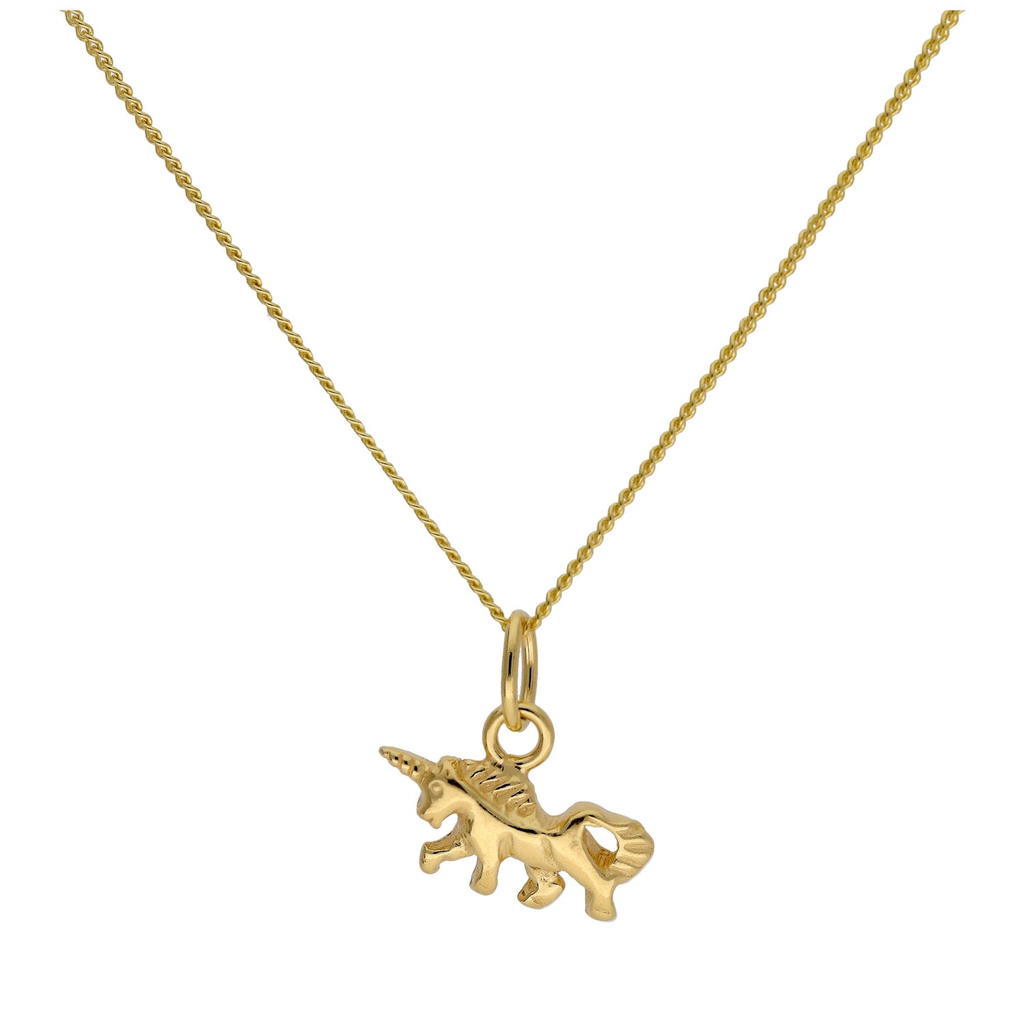 Winzig Vergoldet Sterlingsilber Einhorn Halskette 35,5 - 81cm
