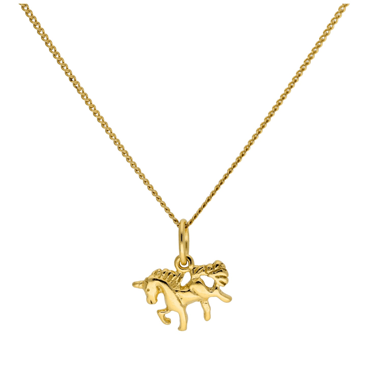 Kleine vergoldete Sterling-Silber-Einhorn-Halskette 14–32 Zoll