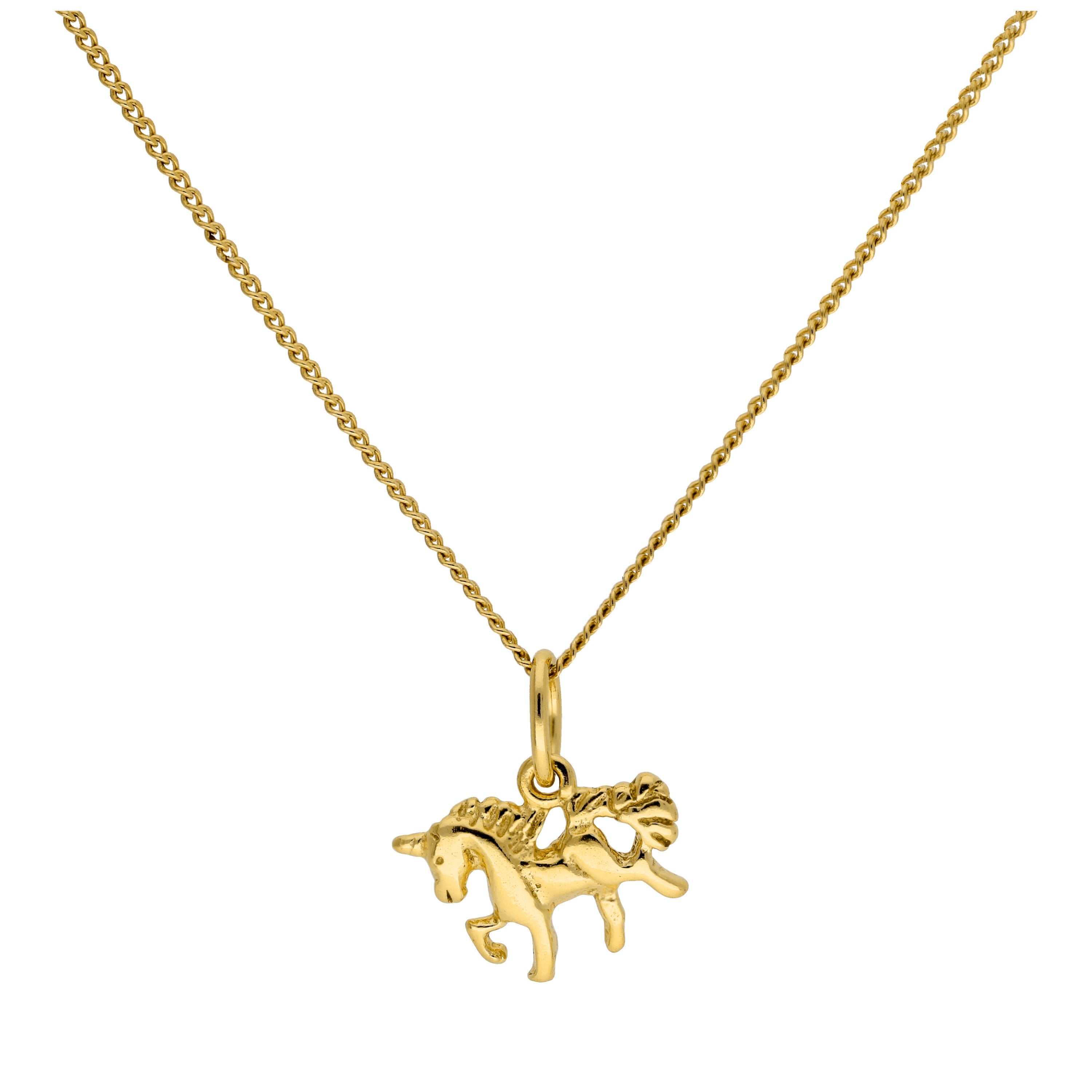 Kleine vergoldete Sterlingsilber-Einhorn-Halskette 14–32 Zoll
