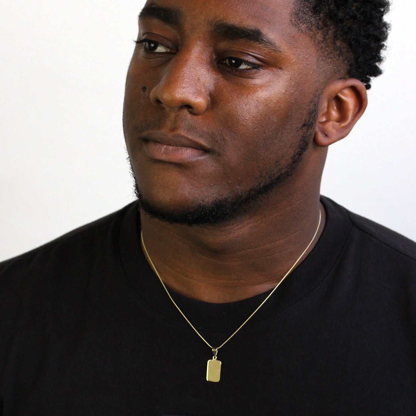 Vergoldete rechteckige gravierbare Halskette aus Sterlingsilber