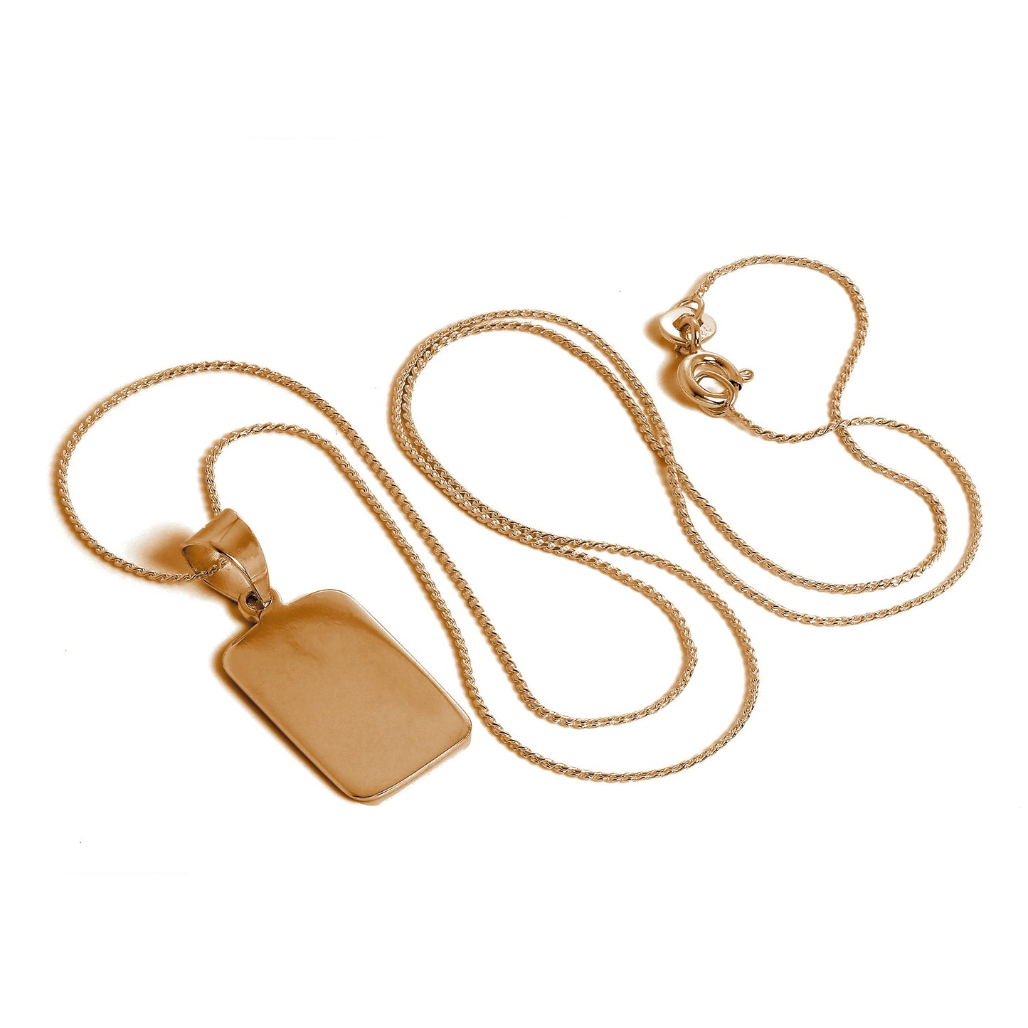 Roségold-vergoldete gravierbare Anhänger-Halskette aus Sterlingsilber 14–28 Zoll