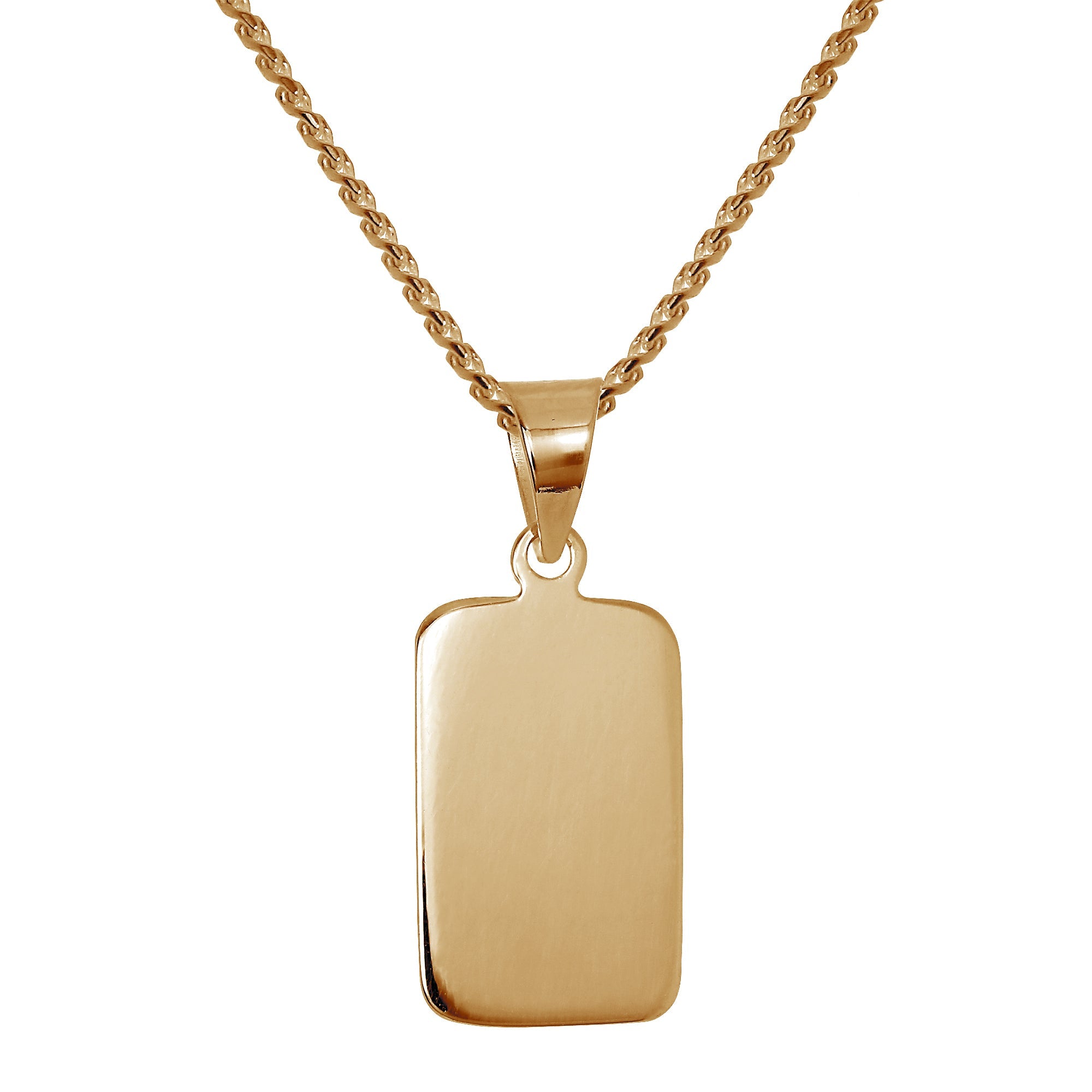 Roségold-vergoldete gravierbare Anhänger-Halskette aus Sterlingsilber 14–28 Zoll