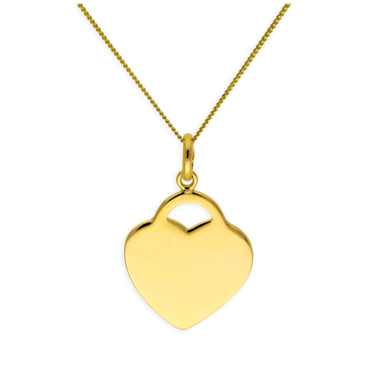 Gold-beschichtete Sterlingsilber Halskette mit Herz und Gravur 35-81 cm