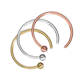 Dreifach Gelb - , Rosé - & Weiß 9 Karat Gold 1 mm Kugel Offen Nasenring Satz