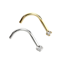 9 Karat Gelb & Weißgold 1,5 mm CZ Nasenschrauben Satz