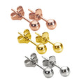 Dreifach Gemischt 9 Karat Gelb - , Rosé - & Weiß Gold Satz 3 mm Kugel Ohrstecker Satz