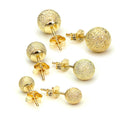 Dreifach 9 Karat Gold Matt mit 4, 5 & 6 mm Kugel Ohrstecker Satz