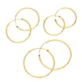 Dreifach 9 Karat Gold 0,8 mm 14 16 & 20 mm Rohr Creolen Ohrringe Satz