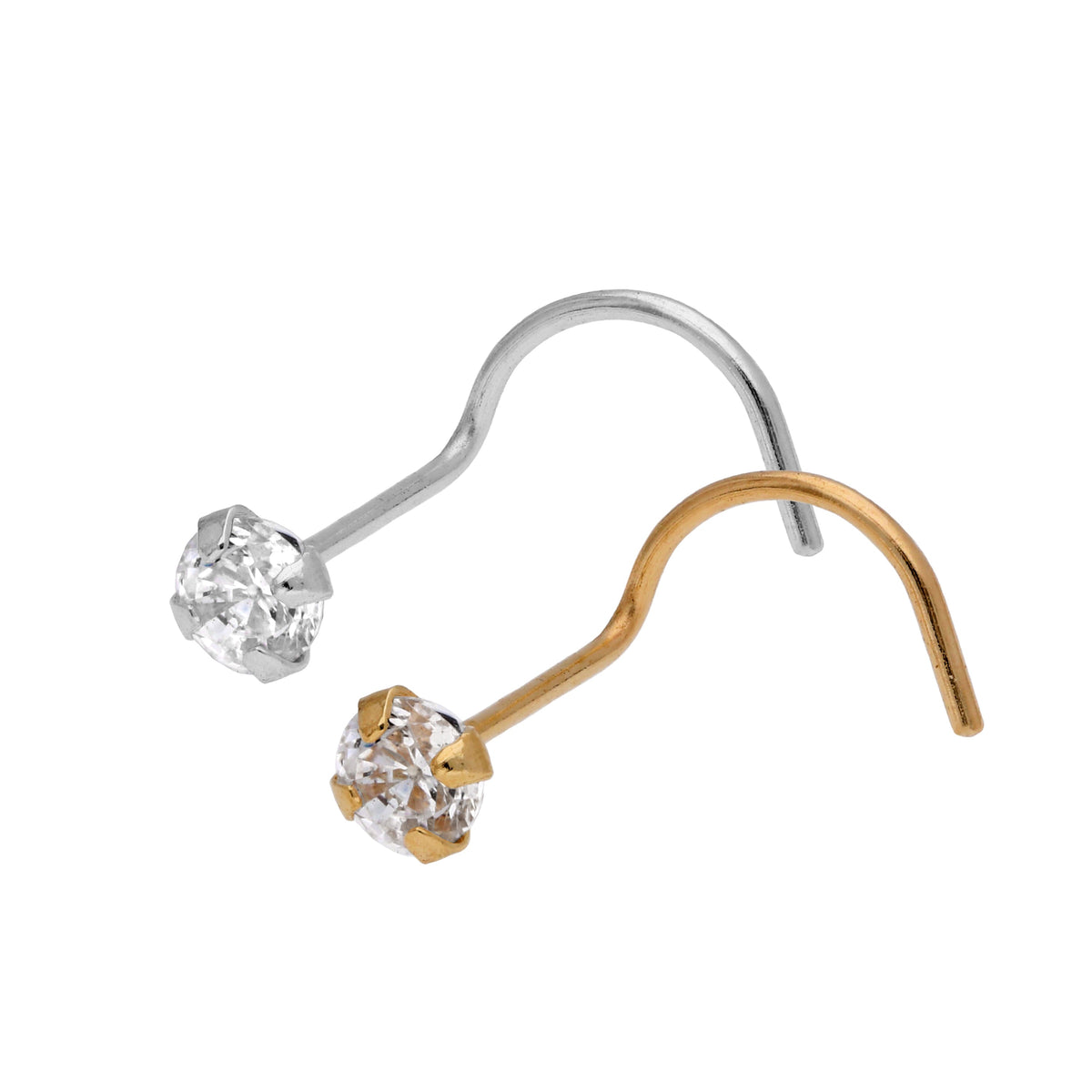 9 Karat Gelb - und Weißgold 2,5 mm Nasenschrauben Satz