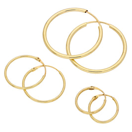Dreifach 9 Karat Gold Einfach 10, 14 20 mm Schläfer Creolen Ohrringe