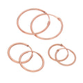 Dreifach 9 Karat Roségold 10 14 18 mm Schläfer Creolen Ohrringe Satz