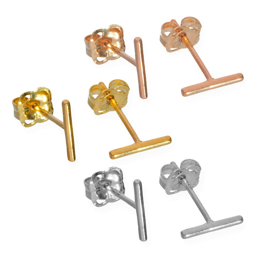 Triple Mixed 9ct Gold Bar Stud Earrings - 3 Pack - jewellerybox