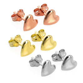 3er-Set Herz-Ohrstecker aus vergoldetem Sterlingsilber in Tricolor-Gold
