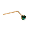 9 Karat Gold 2 mm Smaragd Edelstein L - förmig Nasenstecker
