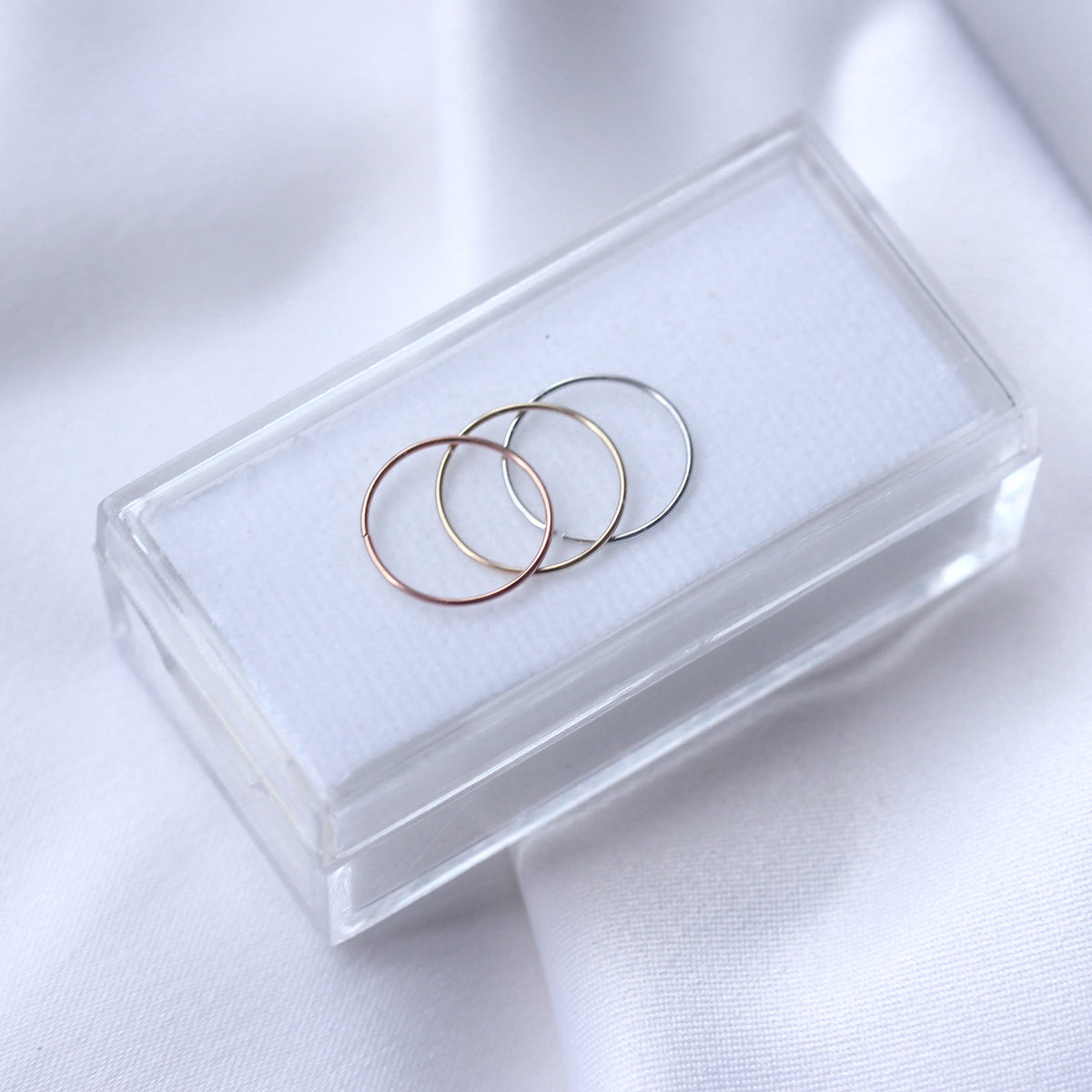3er-Set Nasenringe aus 9 Karat Gelb-, Rosé- und Weißgold, 10 mm