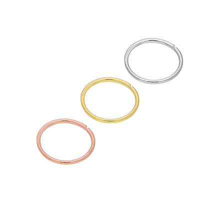 Dreifach 9 Karat Misch - , Gelb - , Rosé - und Weißgold 6mm Creolen Nasenringe Satz