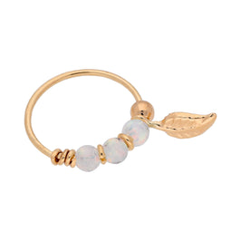 9 Karat Gold Aurora Borealis Opal Steine & Blatt 10 mm Nasenring