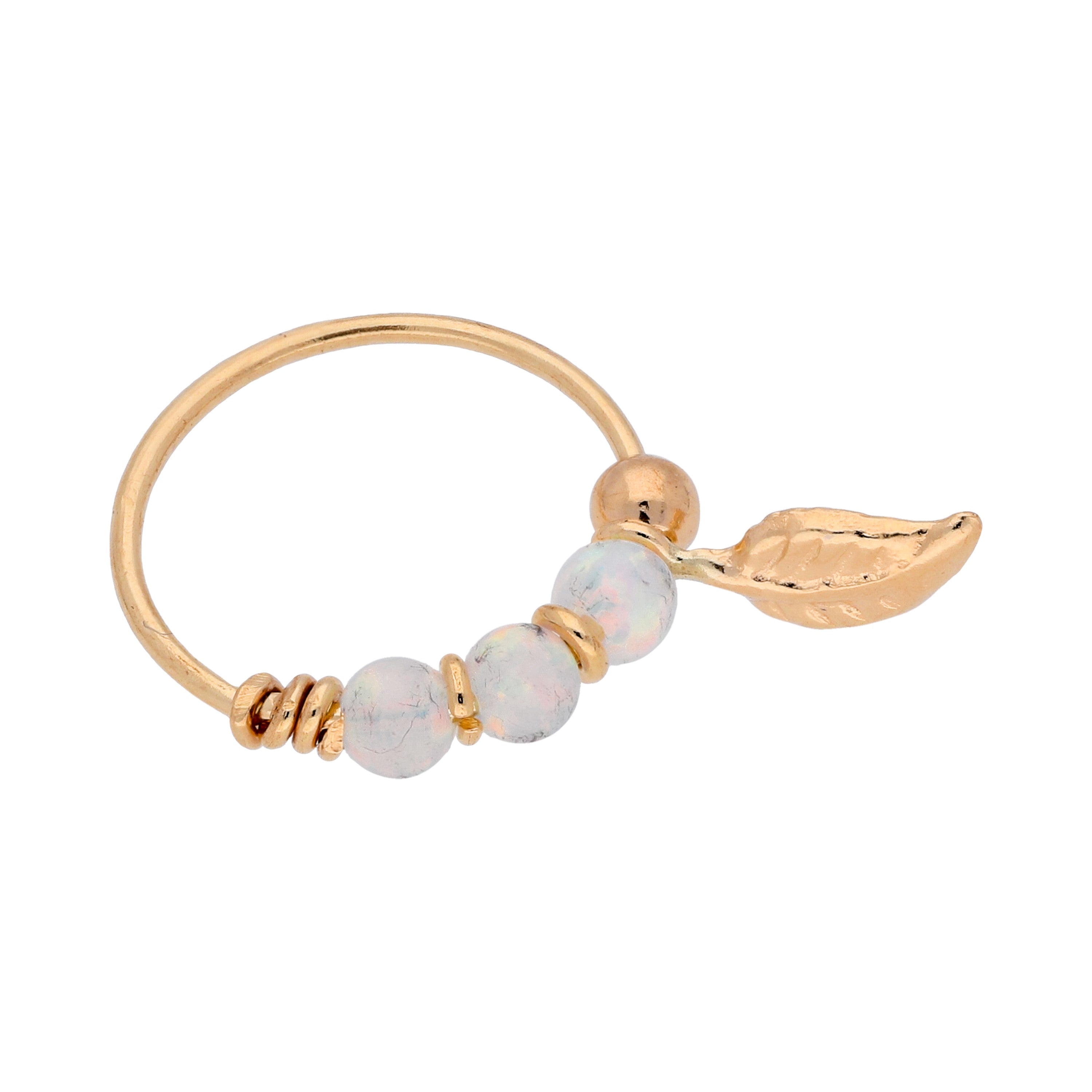 9 Karat Gold Aurora Borealis Opal Steine & Blatt 10 mm Nasenring