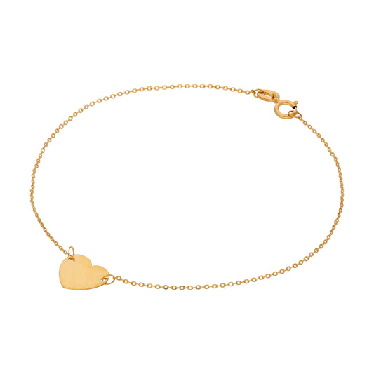 Fein 9 Karat Gold Gravierbar Herz 18cm Armband