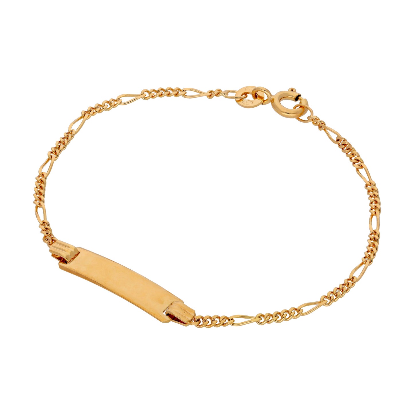 Fein 9 Karat Gold Namensschild Figaro Armband - 15cm