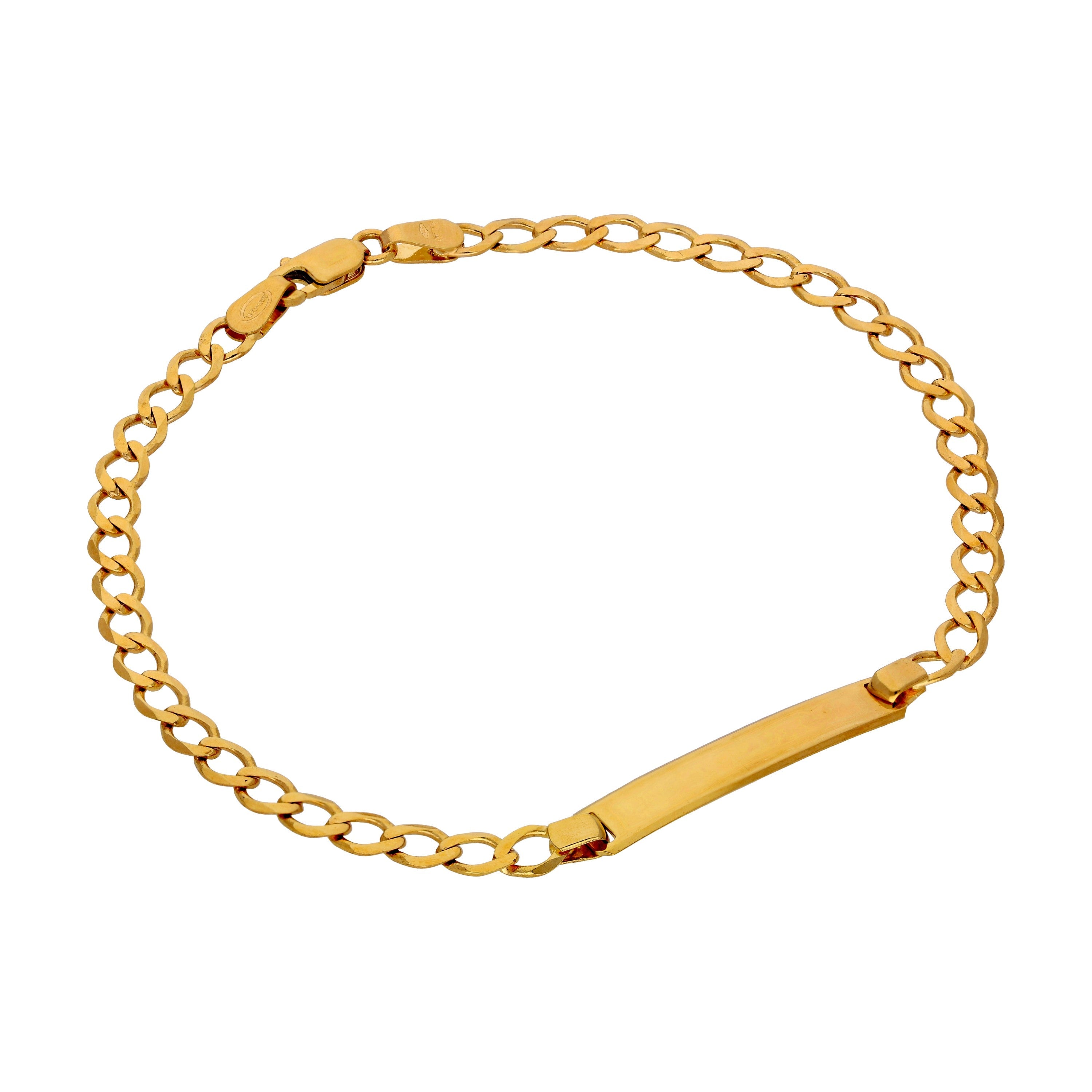 9 Karat Gold Offen Namensschild Panzer Armband - 18 cm