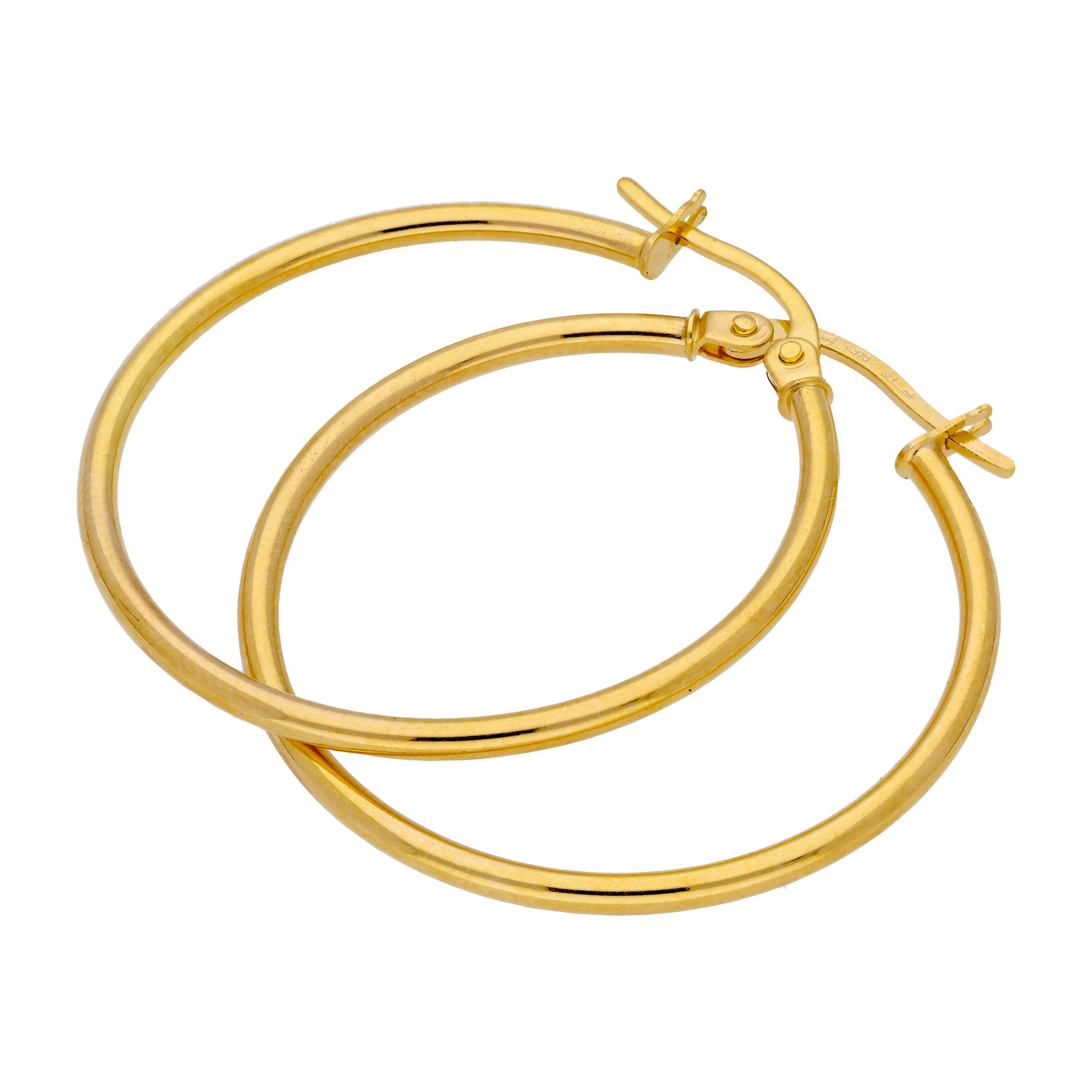 9 Karat Gold Hohl 28 mm Klappreolen Ohrringe