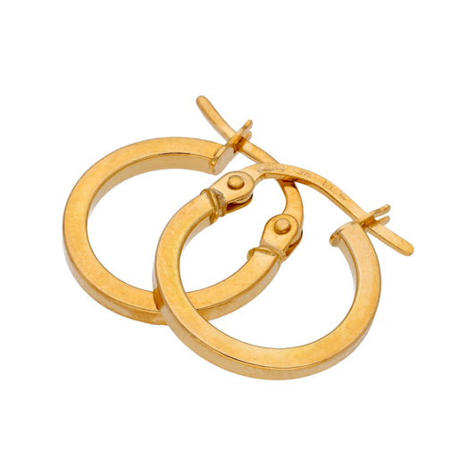 9 Karat Gold Quadratisch 12mm Klappcreolen Ohrringe