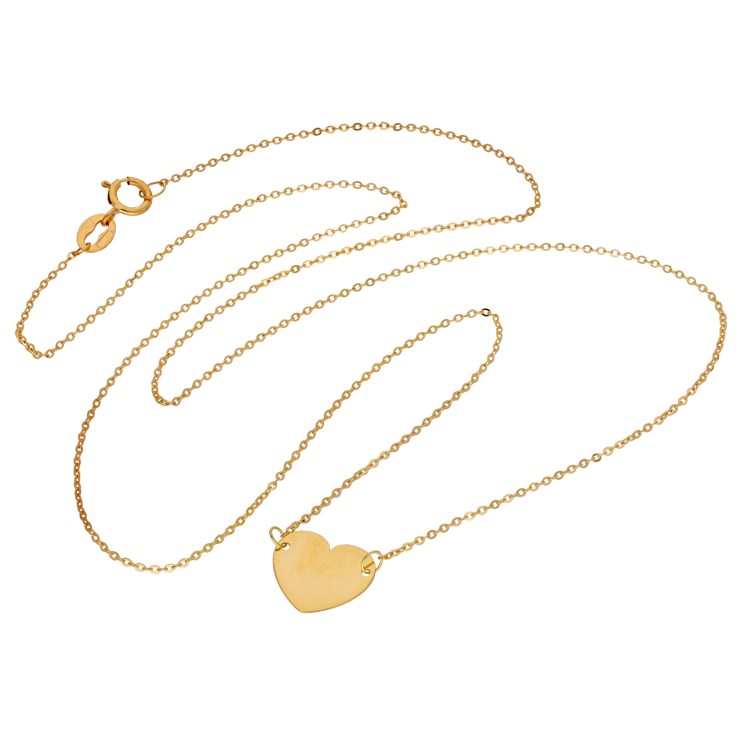 Fein 9 Karat Gold Einfach Gravierbar Herz Halskette 40,5 cm