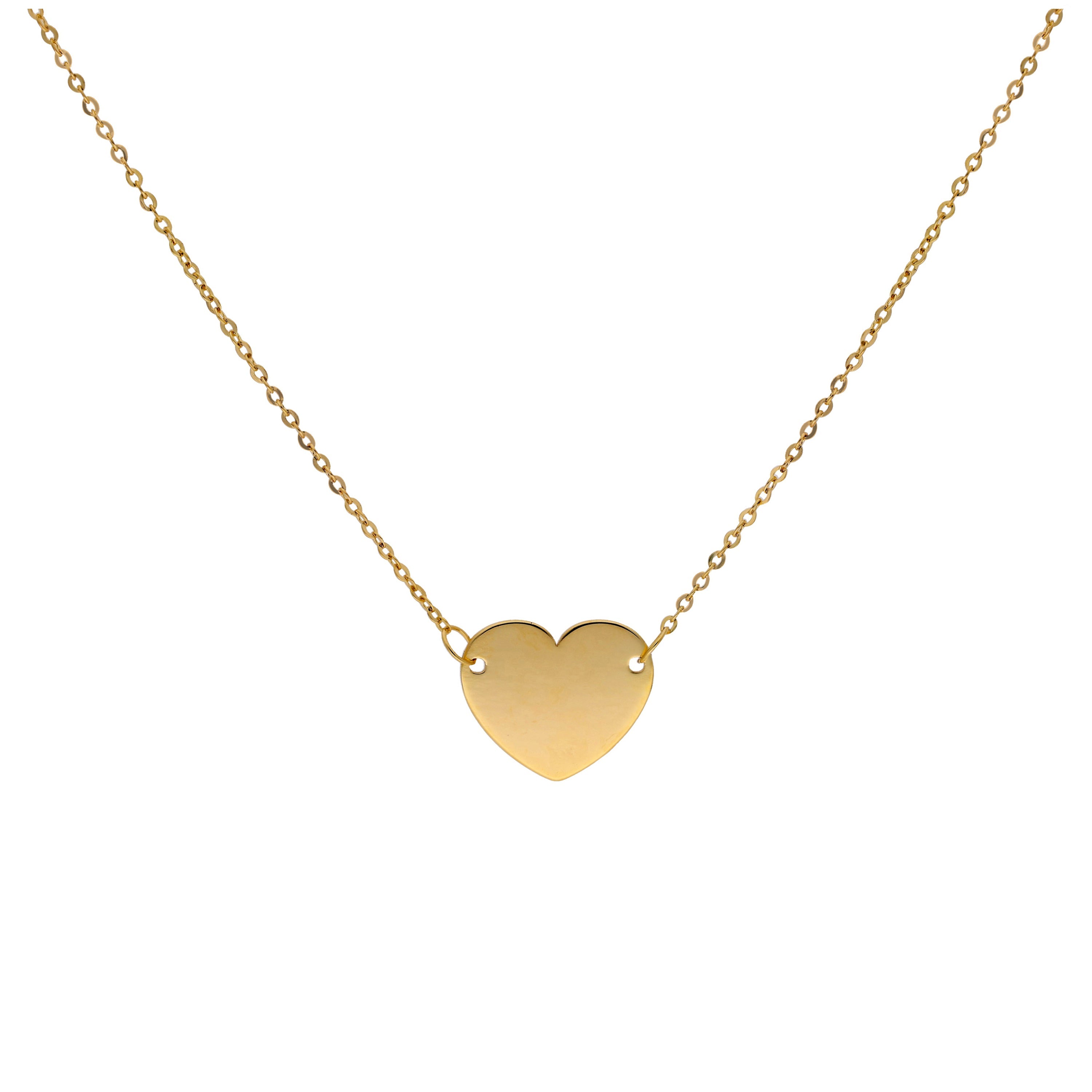Fein 9 Karat Gold Einfach Gravierbar Herz Halskette 40,5 cm