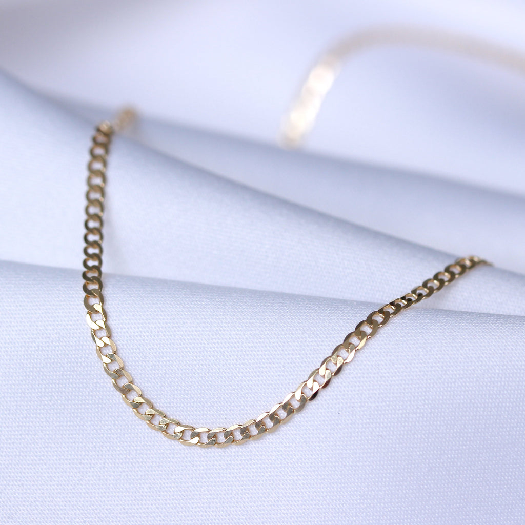 9 Karat Gold 2 mm Dick Diamantschliff Panzer Halskette 51 cm