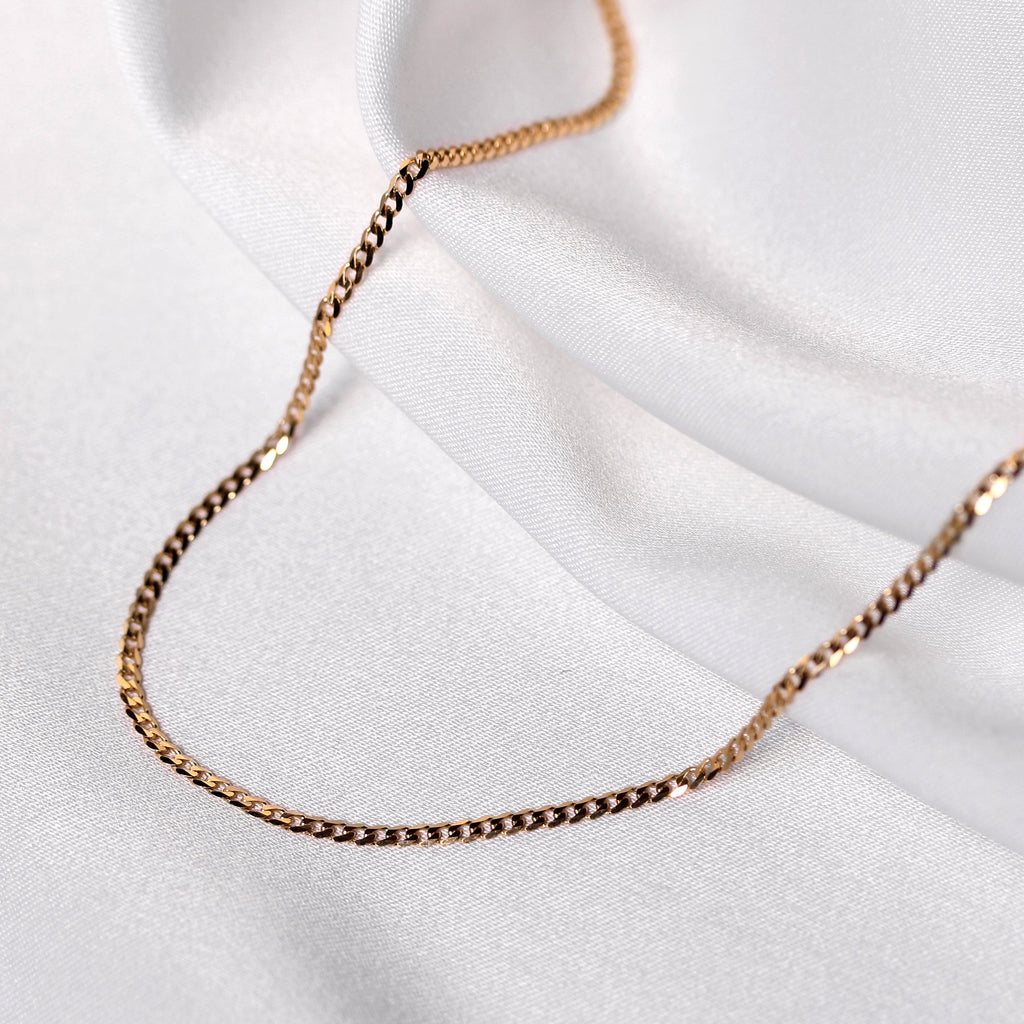 9 Karat Gold 2 mm Dick Diamantschliff Panzer Halskette 51 cm