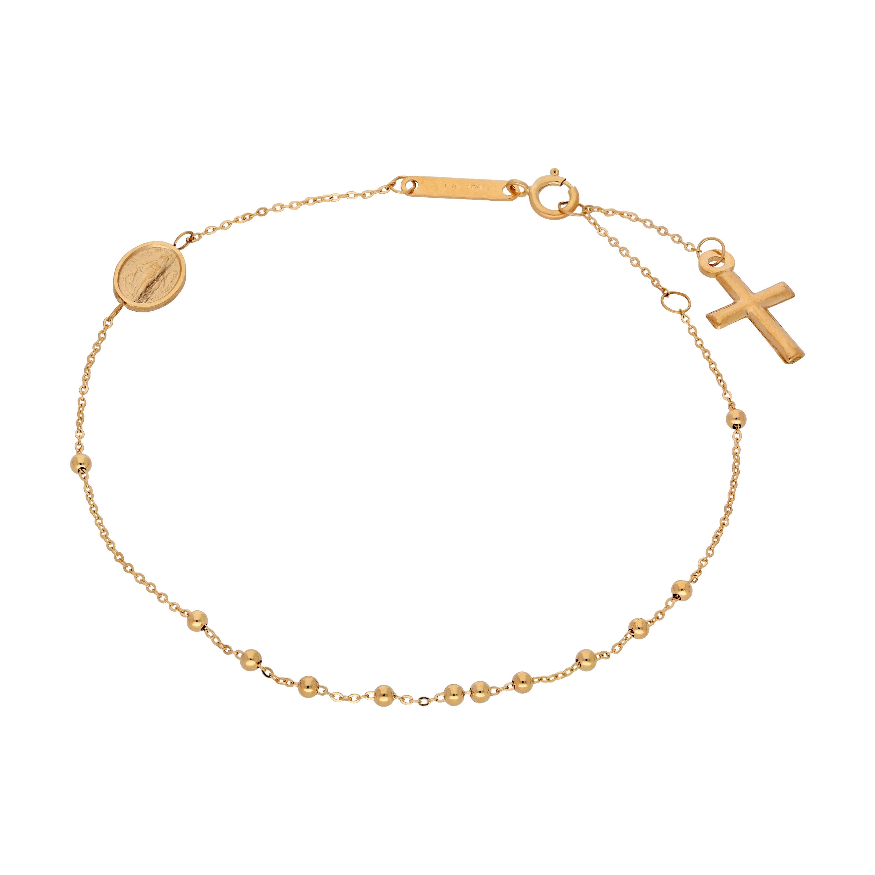 9 Karat Gold Verstellbar Rosenkranz Armband - 18 cm