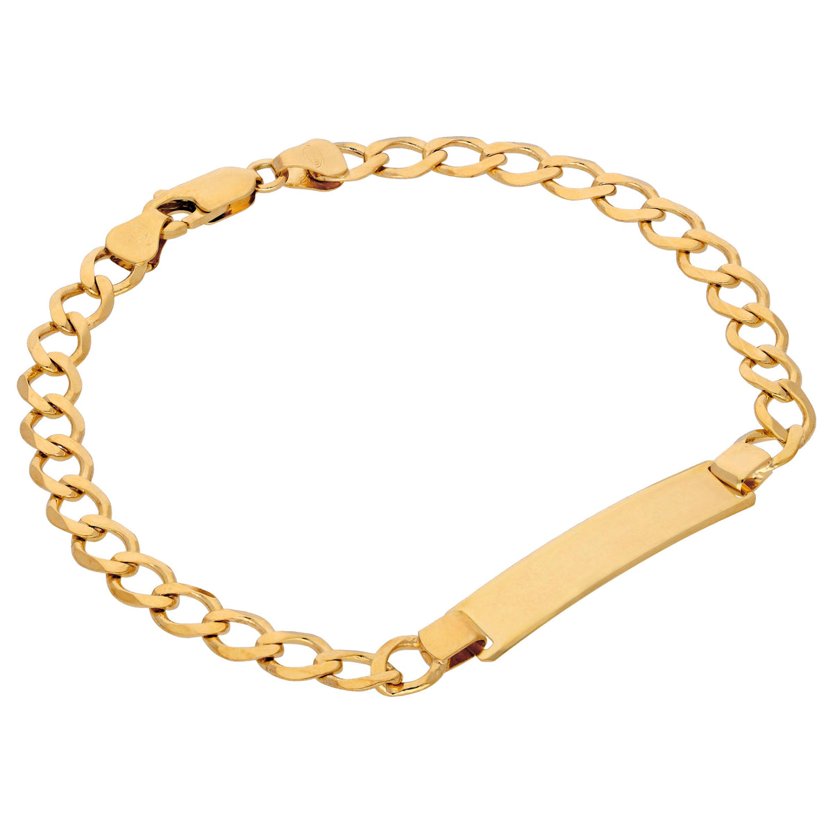 9 Karat Gold 5 mm Diamantschliff Namensschild Panzerkette Armband - 18 cm