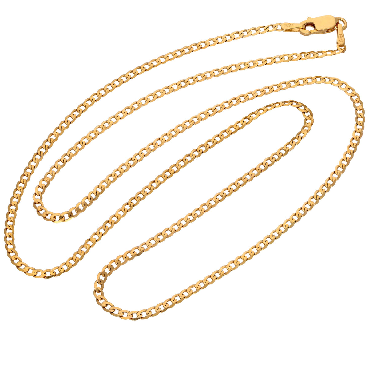 9 Karat Gold 2 mm Dick Diamantschliff Panzerkette Halskette 45,5 cm