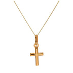 9 Karat Gelbgold Halskette mit schlichtem Kreuz – 16–22 Zoll
