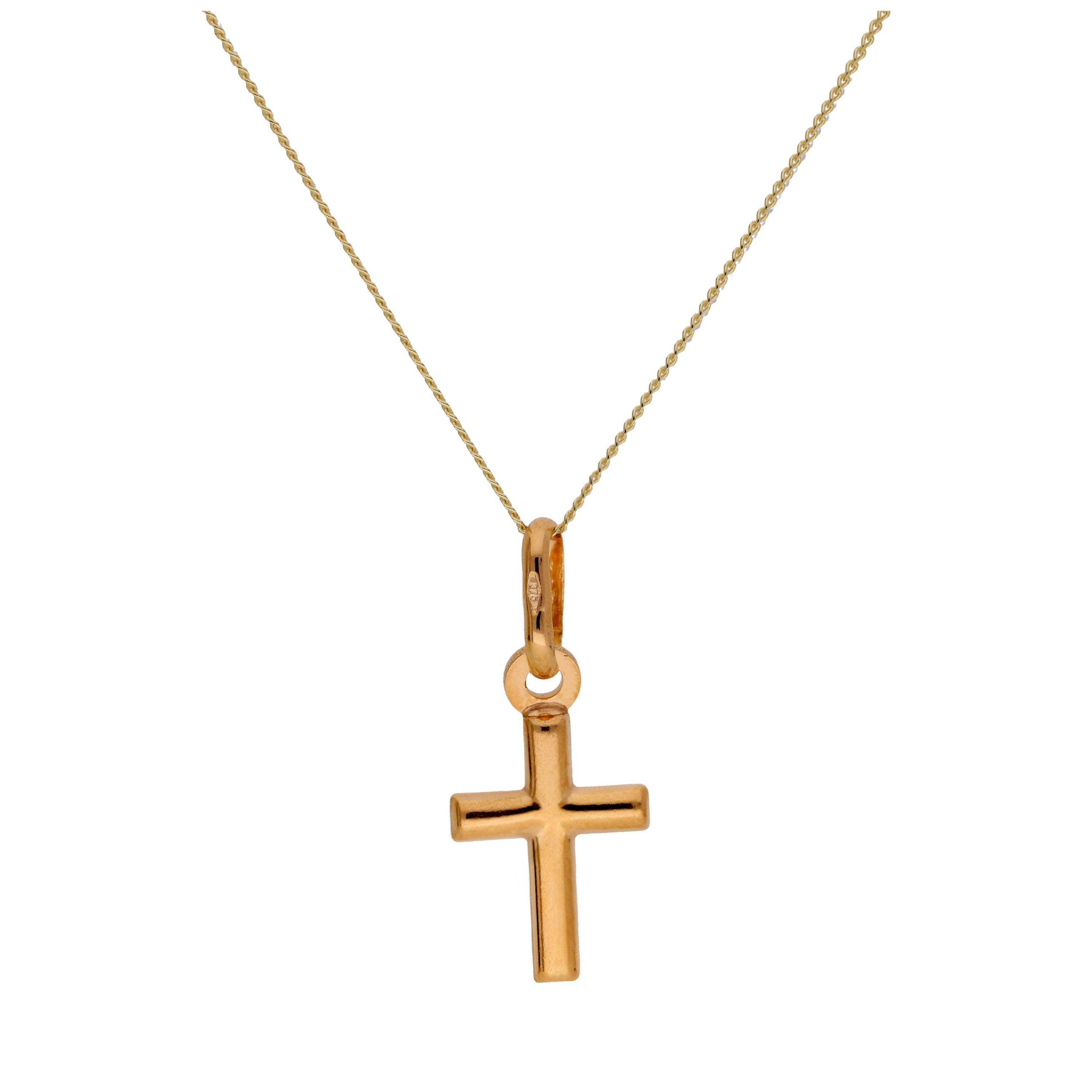 9 Karat Gelbgold Halskette mit schlichtem Kreuz – 16–22 Zoll