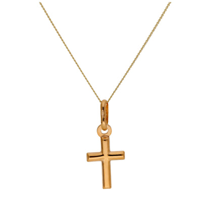 9 Karat Gelbgold Halskette mit schlichtem Kreuz – 16–22 Zoll
